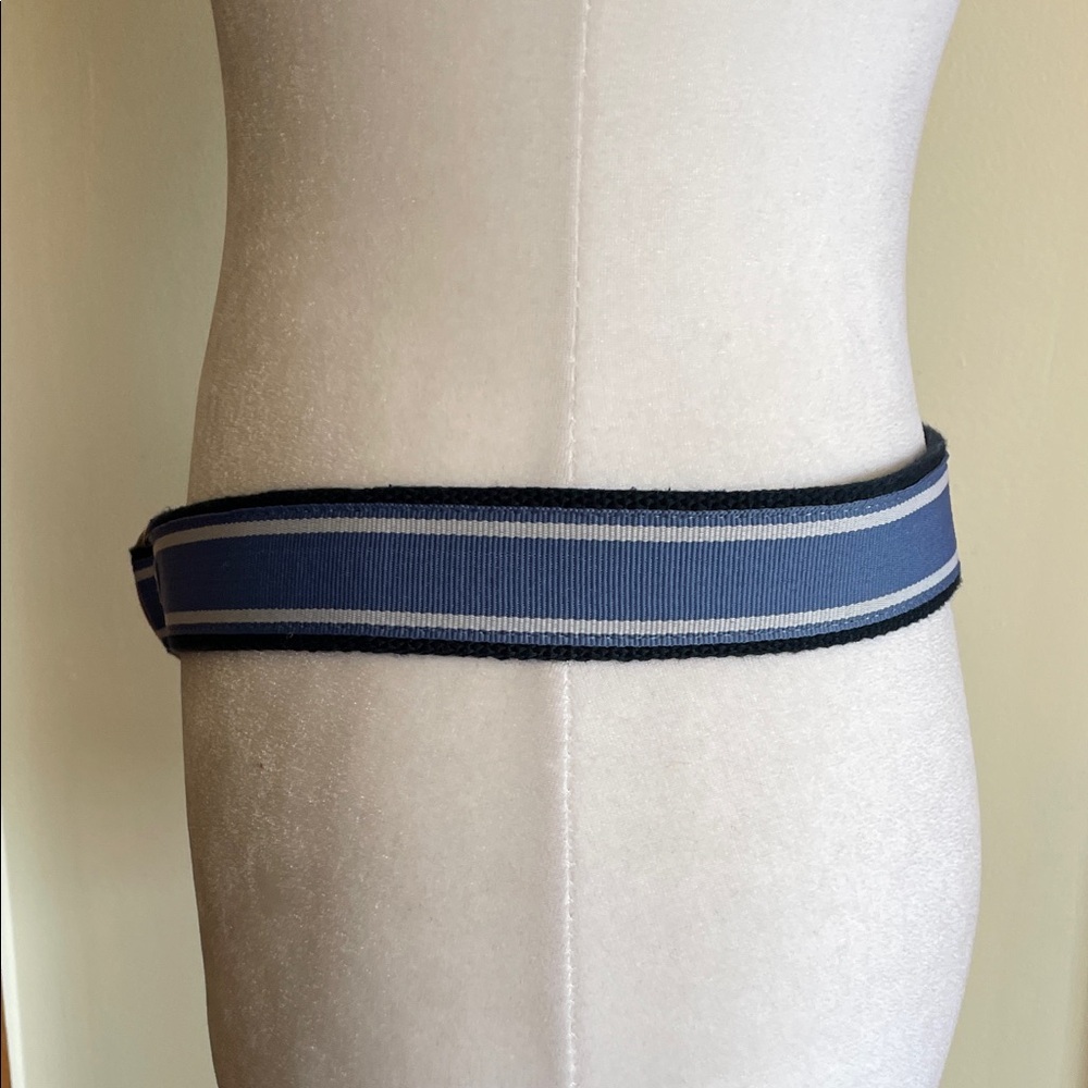 VINEYARD VINES D-Ring Webbed Cotton Navy and Light Blue Stripe Belt M - Picture 12 of 14